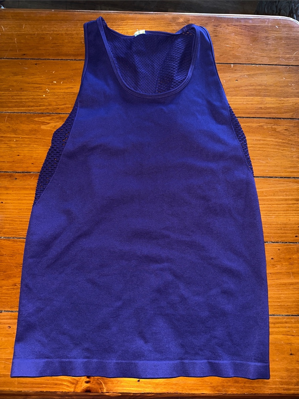 Fabletics Purple Scoop Neck Mesh-Back Tank Top